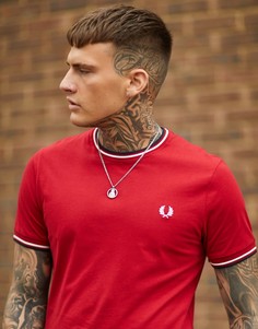 Красная футболка с контрастной отделкой Fred Perry - Красный