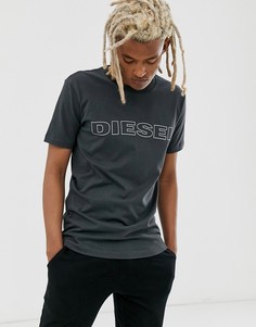 Свободная футболка с логотипом темно-серого цвета Diesel Umlt-Jake - Серый