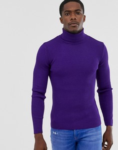 Фиолетовая обтягивающая водолазка в рубчик ASOS DESIGN - Фиолетовый