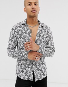 Рубашка с длинными рукавами и принтом в стиле барокко Bolongaro Trevor - Черный