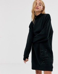 Трикотажное платье с высоким воротом и логотипом Superdry Scandi - Черный
