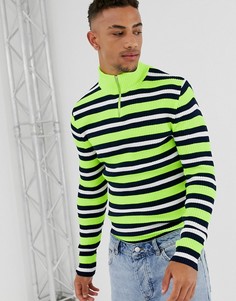 Джемпер в неоновую полоску с воротом на молнии ASOS DESIGN - Мульти