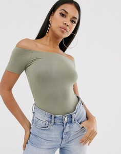 Боди с открытыми плечами и короткими рукавами ASOS DESIGN - Зеленый