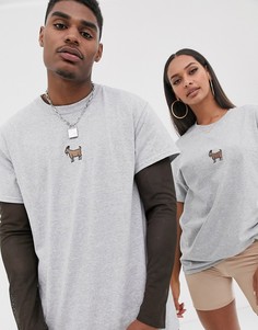 Футболка с вышитой козой New Love Club unisex - Серый