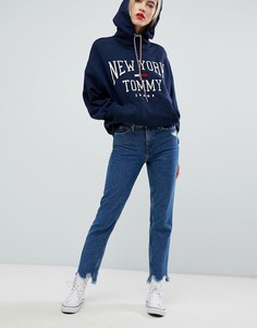 Узкие джинсы с завышенной талией и необработанными краями Tommy Jeans - Синий