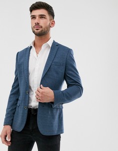 Синий приталенный трикотажный блейзер в крапинку ASOS DESIGN - Синий