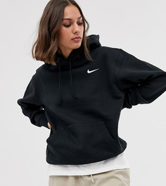 Oversize-худи черного цвета с маленьким логотипом-галочкой Nike - Черный