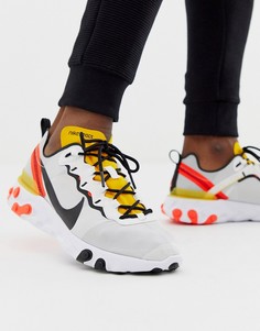 Бело-розовые кроссовки Nike React Element 55 - Белый