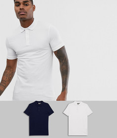 Поло обтягивающего кроя ASOS DESIGN Набор из 2 шт. со скидкой