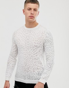 Джемпер с полупрозрачным леопардовым рисунком ASOS DESIGN - Белый