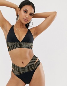 Черный купальник бикини с декоративной строчкой River Island - Черный