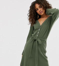 Мягкое платье мини в рубчик и со спущенными плечами ASOS DESIGN Tall - Зеленый