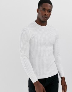 Белый вязаный джемпер с узором косичка ASOS DESIGN - Белый