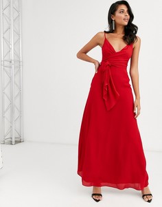 Платье макси на бретельках и с поясом ASOS DESIGN - Красный