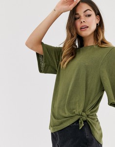 Свободная футболка с узлом сбоку ASOS DESIGN - Зеленый