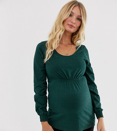 Зеленый трикотажный топ с длинными рукавами Mamalicious maternity - Зеленый Mama.Licious