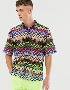 Кружевная рубашка с зигзагообразным узором Reclaimed Vintage - Мульти