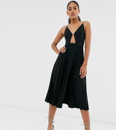Плиссированное платье миди ASOS DESIGN Tall - Черный