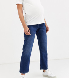 Джинсы прямого кроя со вставками по бокам ASOS DESIGN Maternity - Синий