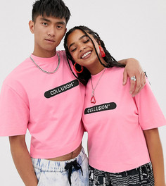 Розовая укороченная футболка COLLUSION Unisex - Черный
