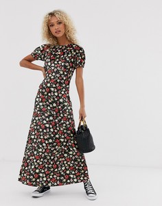 Бархатное чайное платье макси с принтом ASOS DESIGN - Мульти