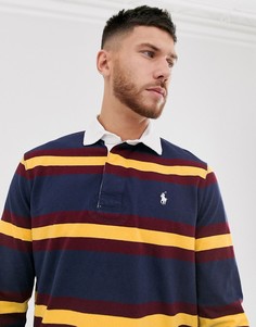 Темно-синее поло в стиле регби в полоску с логотипом Polo Ralph Lauren - Темно-синий