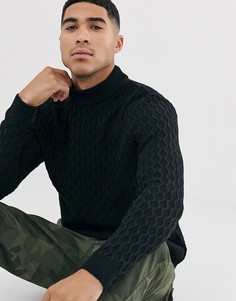 Черный фактурный джемпер с высоким воротом ASOS DESIGN - Черный