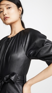 Rebecca Taylor Short Sleeve Vegan Leather Jumpsuit
