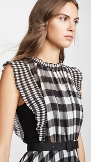 Self Portrait Gingham Printed Chiffon Dress