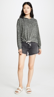 SUNDRY Leopard Drawstring Hoodie