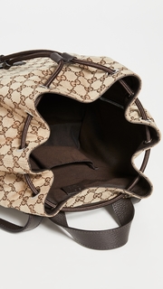 What Goes Around Comes Around Gucci Brown Drawstring Backpack