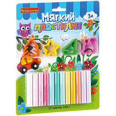 Набор для творчества Bondibon "Мягкий пластилин", 12 цветов, с формочками