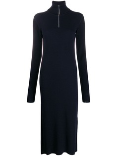 Jil Sander платье в рубчик с высоким воротником на молнии