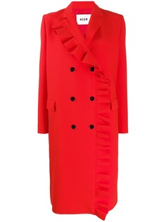 MSGM пальто длины миди с оборками