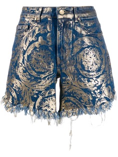Versace Jeans Couture джинсовые шорты с эффектом металлик