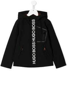 Boss Kids logo print hooded jacket