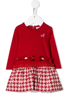 Monnalisa belted houndstooth dress