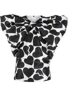 MSGM pussybow heart print blouse