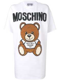 Moschino платье джерси с декором в виде медведя