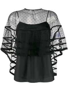 Red Valentino блузка с тюлем в горох