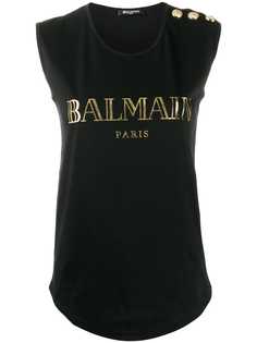 Balmain топ без рукавов с пуговицами на плечах