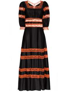 Shrimps Cressida lace-panel silk dress