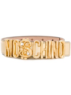 Moschino metallic logo belt