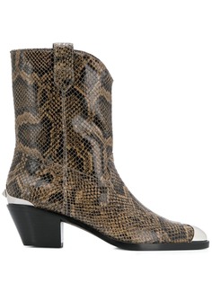 Ash snakeskin-effect cowboy boots