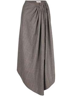 Co asymmetric checked skirt