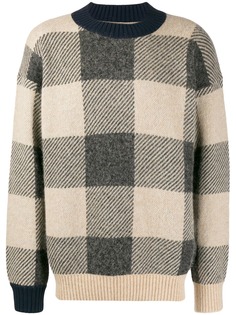 Sacai клетчатый джемпер с круглым вырезом