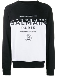 Balmain двухцветная толстовка с логотипом