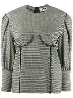 MSGM декорированная блузка в ломаную клетку