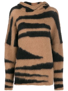 Nude hooded zebra jumper
