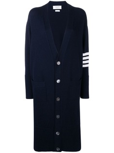 Thom Browne кардиган с глубоким V-образным вырезом и 4 полосками на рукаве